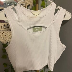 White Ribbed Tank Top